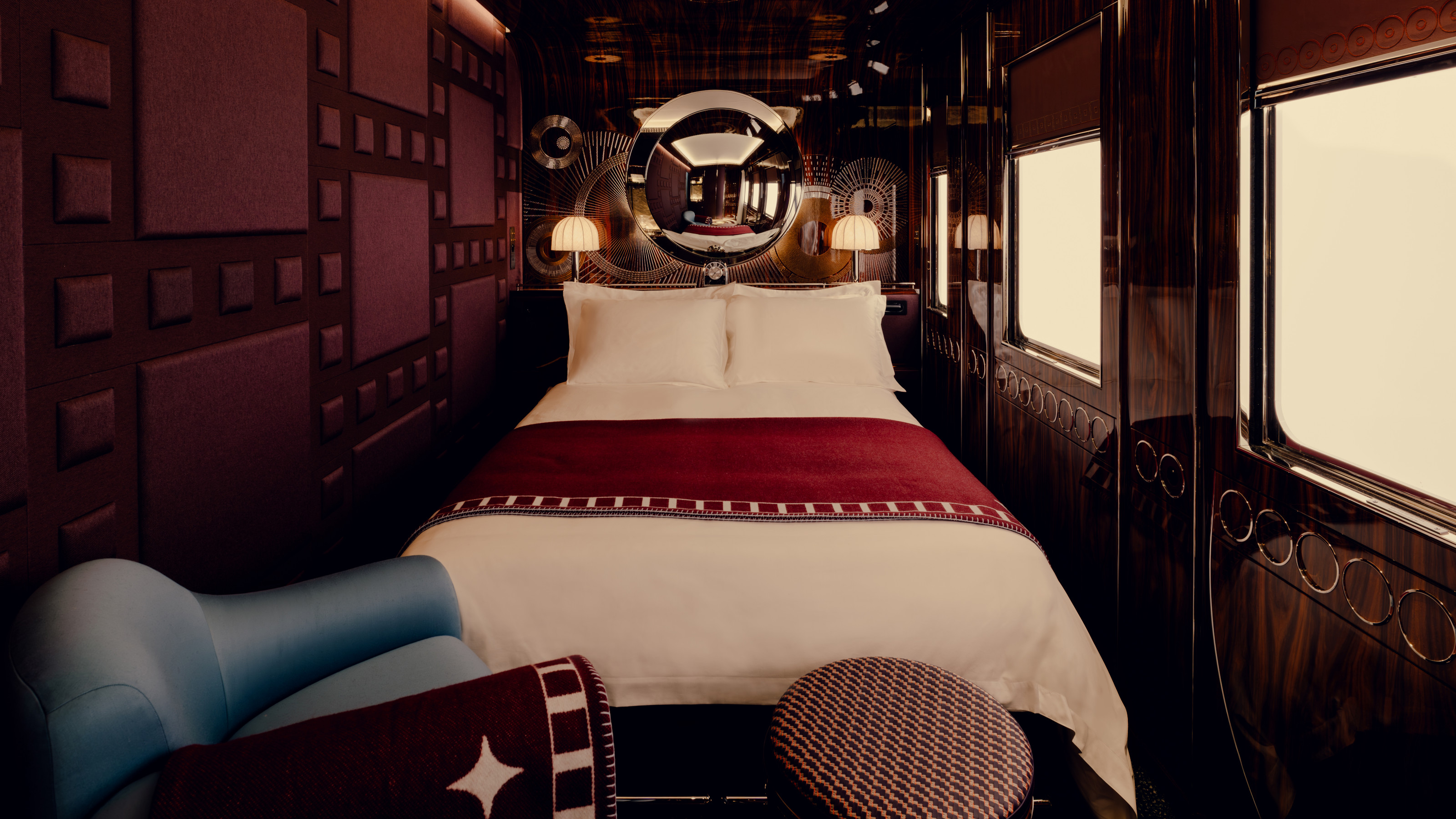 Interior design of a suite aboard the Orient Express, 2027 