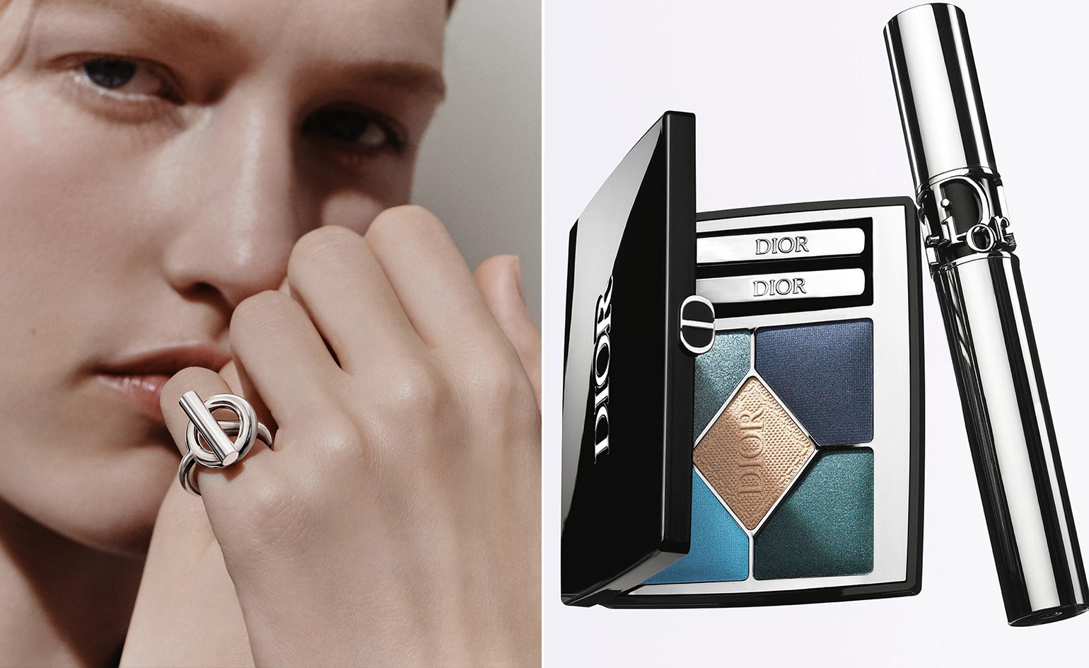 Gift guide suggestions: Herm&egrave;s ring (left) Dior eyeshadow and mascara (right)