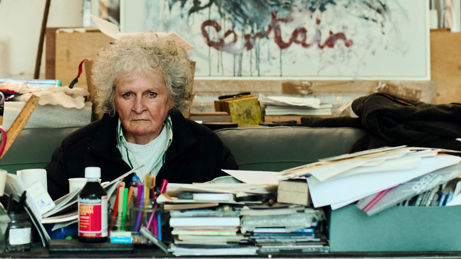 Maggi Hambling in her studio